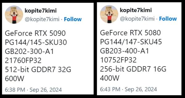 Характеристики RTX 5090 и RTX 5080. Флагман увеличит отрыв от предтопа